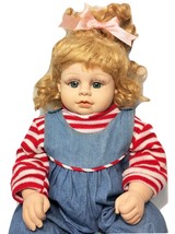 Heritage Mint Baby Toddler Doll Jointed Green Eye Girl Overalls 2000 Ltd 20" - £58.77 GBP