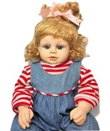 Heritage Mint Baby Toddler Doll Jointed Green Eye Girl Overalls 2000 Ltd... - $102.90 CAD