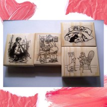 Rubber Stamp | Rubber Stamps|4 Vintage Children Scenes | New Art Stamps | Kid St - £20.78 GBP