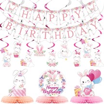 26 Pcs Easter Bunny Birthday Party Decorations Kit Bunny Party Supplies Bunny Bi - £24.14 GBP