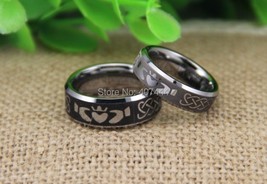 Free Shipping Hot Sales 6MM/8MM Silver Bevel Irish Claddagh Mens New Fashion Tun - £30.94 GBP