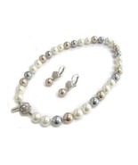 17&quot; Magnet Fireball Necklace Knotted Set With Earings 12MM Pearls Free S... - $11.83