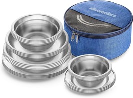 Wealers Stainless Steel Plates And Bowls Camping Set Small And, 24 Piece... - $70.99