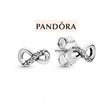 S925 Sterling Silver Pandora Glitter Unlimited Stud Earrings,Gift For Her - £13.58 GBP