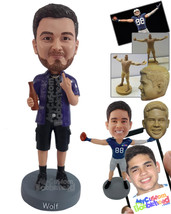 Personalized Bobblehead Naughty dude giving his finger wearing nice clothe holdi - £72.74 GBP