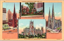 Multi View Famous Churches of New York City New York Postcard - £11.57 GBP