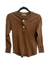 Urban Outfitters Womens Top Henley Brown Button Neck Long Sleeve Sz M - £12.77 GBP