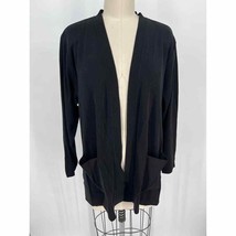Exclusively Misook Open Front Cardigan Sz L Solid Black - £25.06 GBP