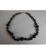 Vintage Acrylic Black Graduated Bead Necklace. Single Strand. 26 Inches. - $15.49 CAD