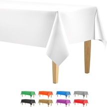 5 Pack Premium White Plastic Tablecloth 108 x 54 in. Disposable Rectangle Plasti - £20.85 GBP