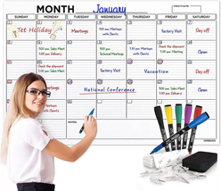 Large 36&quot;X48&quot; White Board Calendar Dry Erase Calendar for Wall Big Dry E... - $44.71