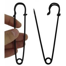 10Pcs Black Safety Pins Extra Large 10.1Cm X 22Mm Heavy Duty Stainless S... - £13.62 GBP