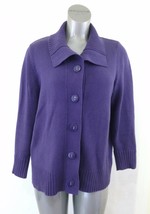 Allison Daley Women&#39;s Large Purple Long Sleeve Mock Button Up Cardigan S... - $10.84 CAD