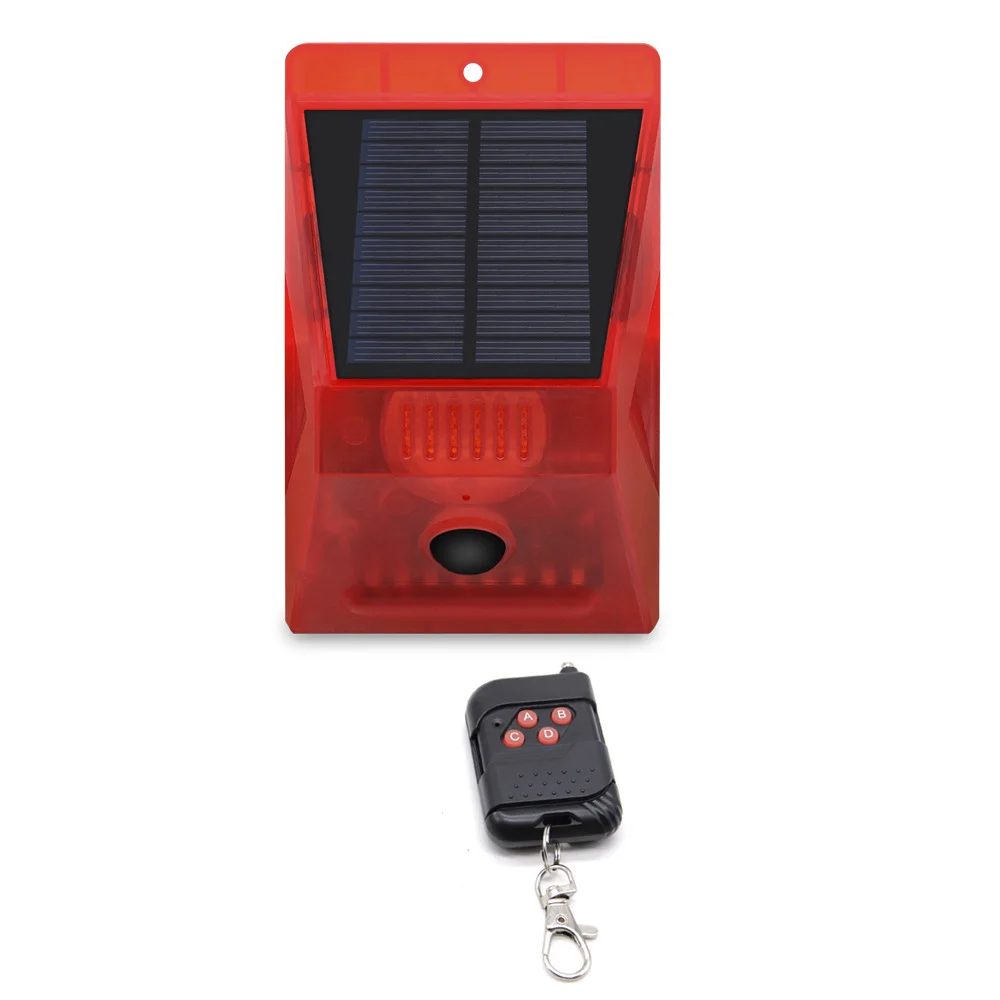 Solar Strobe Light with Remote Controller Motion Outdoor Alarm Light 129db Secur - £163.83 GBP