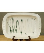 Studio Art Pottery Oblong Sage Green Tray Spiral Trim Abstract Glaze Design - £35.29 GBP