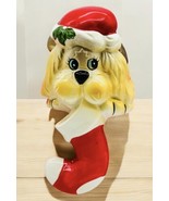 House of Lloyd Dog Christmas Stocking Holder Shelf Sitter Figurine Vintage - $18.69