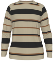 Stylish men&#39;s long sleeve t-shirt neutral black brown stripes - £31.27 GBP