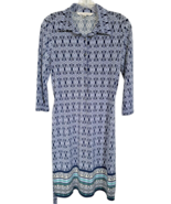 Max Studio Women&#39;s Half Button Dress Collared 3/4 Sleeve Size S Blue Pri... - $23.06 CAD