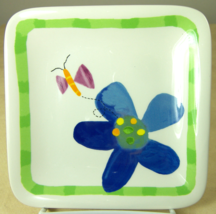 Small Square Plate Flower Butterfly Colorful Midwest Cannon Falls Cerami... - £9.94 GBP