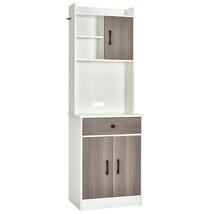 3-Door 71&quot; Kitchen Buffet Pantry Storage Cabinet W/ Adjustable Shelf White - £198.15 GBP