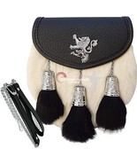 Scottish Kilt Semi Dress White Rabbit Sporran with Rampant Lion &amp; Tassel... - $1,695.32 MXN