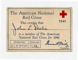 American National Red Cross Membership Card &amp; 1941 Calendar  - $17.82