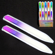 2 Professional Crystal Glass Finger Nail File with Case Pedicure Fingern... - $19.99