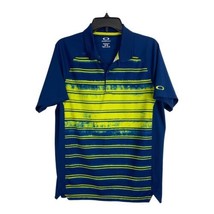 Oakley Mens Shirt Polo Adult Size Medium Blue Yellow Short Sleeve Pull over - $20.45