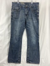 TK Axel Wolcott 32x32 Bootcut Men&#39;s Blue Denim Jeans Distressed - £21.20 GBP