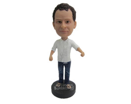 Custom Bobblehead Sporty Man Wearing A Rolled Up Sleeved Shirt With Casual Pants - £65.26 GBP