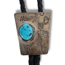 Vintage Sterling Silver Bolo Tie Slide Native American Turquoise Bear Claw LP - £157.70 GBP