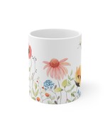 Vibrant Floral Pattern Ceramic Mug - 11oz Small Size - Coffee Tea Cup Decor - £11.87 GBP