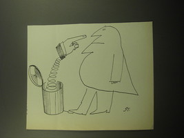 1960 Cartoon by Saul Steinberg - Jack-in-the-Box Trash Can - $14.99