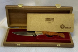 2001 Boker Damast Damascus Steel Folding Pocket Knife Plain Edge in Box #670 - $699.95