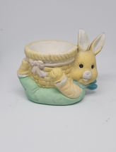 Vintage Ceramic Easter Bunny Egg Holder. On back Holding Basket - $9.10