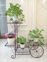 Antique Bronze Garden Plant Stand-4 Pots Display, Shelf Organizer, Garden Decor - £51.92 GBP