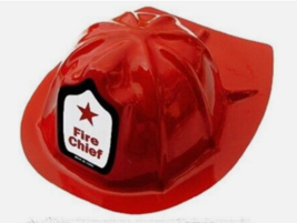 Child Size Red Plastic Fireman Firefighter Fire Chief Hat Costume Plastic Helmet - £2.78 GBP