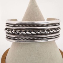 Roger Francisco Woven Rope Navajo Sterling Silver Cuff Bracelet - £177.50 GBP
