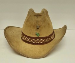 Vtg Ya Young An Western Cowboy Hat Brushed With Pins Brown Size S Distressed - £27.05 GBP
