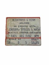 1982 Crosby Stills And Nash Ticket Stub, Dec 7 Seattle Center Coliseum - £9.38 GBP