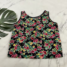 Paris Sport Womens Vintage 90s Floral Blouse Top Size L New Black Pink P... - $22.76