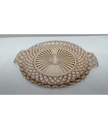 Hocking Waterford Waffle Handled Serving Platter Cake Pink Depression Glass - $34.66 CAD