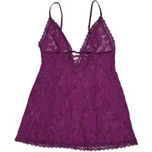 VS Victoria&#39;s Secret Vintage Sheer Lace Babydoll Teddy Purple Medium - $566.88 MXN
