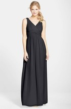 Donna Morgan  &#39;Julie&#39; Twist-Waist Silk Chiffon Gown Dress Sz 14 Black - £70.33 GBP