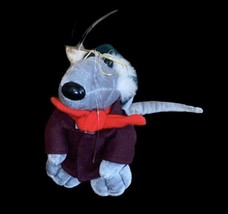 Vintage 1990 Hallmark Heartline Snuggables Christmas Rat Mouse Plush Toy Animal - £17.61 GBP