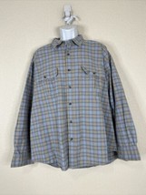 Cabela&#39;s Men Size 2XL Blue/Yellow Check Plaid Button Up Shirt Long Sleeve Pocket - £8.71 GBP