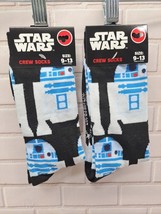 2 Pair, Disney Star Wars R2-D2 Droid Novelty Crew Socks 9-13, NWT - $9.49
