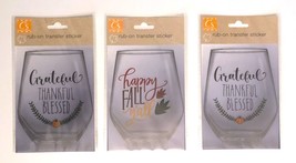 Lot of 3 Rub-on Transfer Sticker for Wine Glasses Or Tumblers - £5.49 GBP
