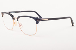 Tom Ford 5683 B 001 Shiny Black Gold / Blue Block Eyeglasses Gray Clip 54mm - £222.08 GBP