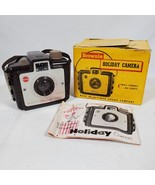 Vintage Brownie Holiday Flash Camera Brown Mini w/ Strap &amp; Box UNTESTED - $27.12